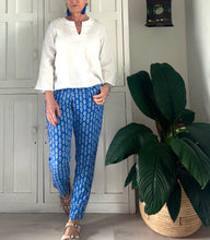 Load image into Gallery viewer, Bali Pants in Sky Blue and White