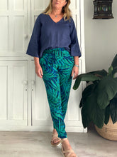 Load image into Gallery viewer, Bali Pants in Blue & Green Fern