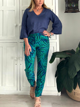 Load image into Gallery viewer, Bali Pants in Blue & Green Fern