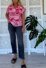 Load image into Gallery viewer, ON SALE - Emmie Top LTD in Pink and Red Illustration *No refunds on sale items*