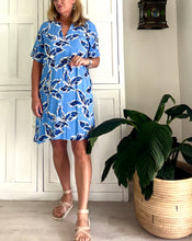 Load image into Gallery viewer, ON SALE - Mombasa Short Tunic in Blue Palm