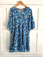 Load image into Gallery viewer, Original Greek Dress with Autumn Sleeve in Blue Meadow