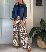 Load image into Gallery viewer, Wide Leg Pants in Cream and Mocha Leaf