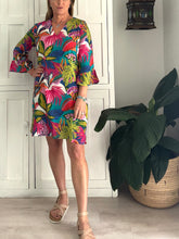 Load image into Gallery viewer, Tunis Tunic LTD with Frilly Sleeve in Vibrant Jungle