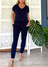 Load image into Gallery viewer, Bali Slouch Pants in Navy Viscose Lycra