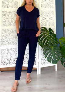 Bali Slouch Pants in Navy Viscose Lycra