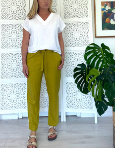 Reunion Linen Blend Pants in Chartreuse