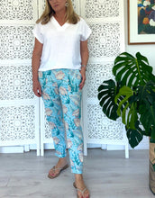 Load image into Gallery viewer, Bali Cotton Pants in Blue Pastel Floral