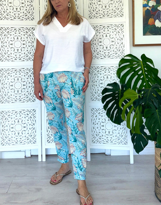 Bali Cotton Pants in Blue Pastel Floral