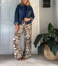 Load image into Gallery viewer, Wide Leg Pants in Cream and Mocha Leaf