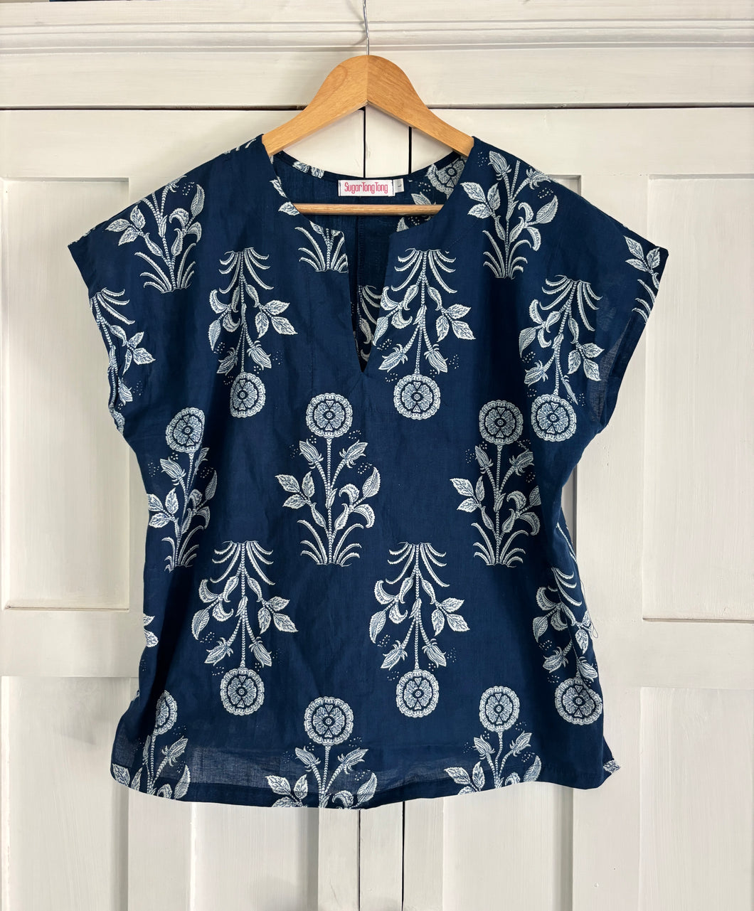Classic Tunic Shifty in Navy Block Printed Cotton