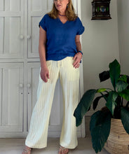 Load image into Gallery viewer, India Straight Pants in Butter Yellow Stripe