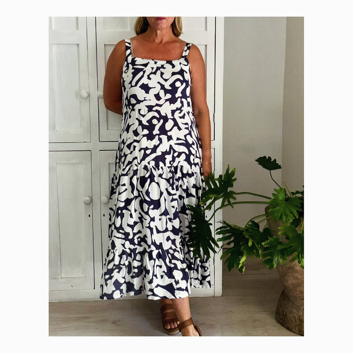 ON SALE - Milos Midi Dress in Dusty Blue & White Floral