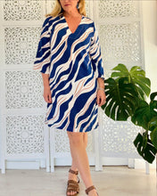 Load image into Gallery viewer, Tunis Tunic in Blue, White &amp; Rust Swirls