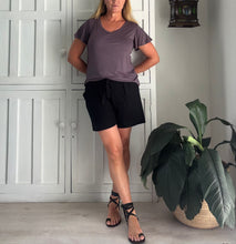 Load image into Gallery viewer, ON SALE - Koko Shorts in Black Linen Blend