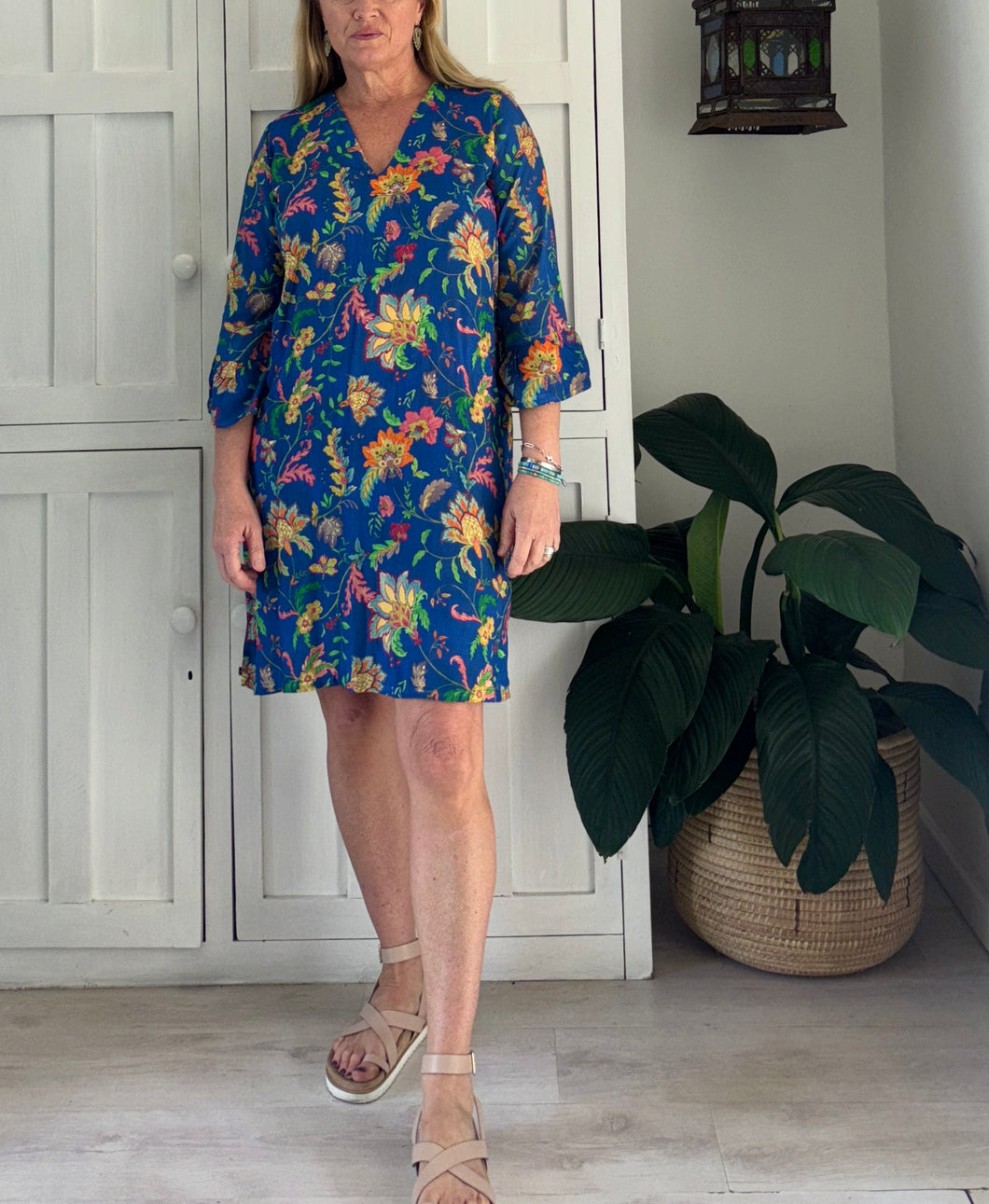 Tunis Tunic LTD with Frilly Sleeve in Persian Floral