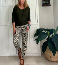 Load image into Gallery viewer, Reunion Pants in Cream and Dark Green Leaf