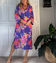 Load image into Gallery viewer, Tangier Tunic LTD in Pink and Purple leaves