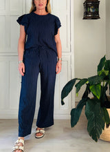 Load image into Gallery viewer, India Straight Pants in Navy Stripe