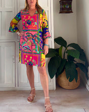 Load image into Gallery viewer, Tunis Tunic LTD with Frilly Sleeve in Tropical Island Tile