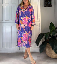 Load image into Gallery viewer, Tangier Tunic LTD in Pink and Purple leaves