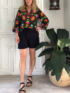 Koko Shorts in Black Rayon Blend