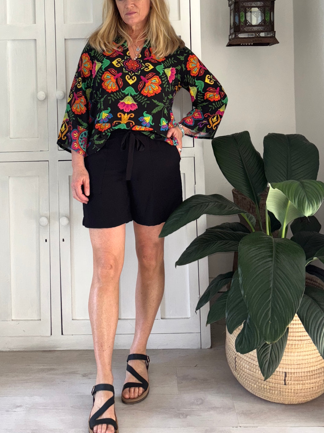 Koko Shorts in Black Rayon Blend