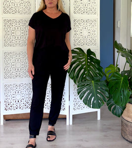 Bali Slouch Pants in Black Viscose Lycra