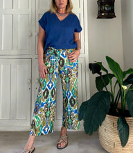 Load image into Gallery viewer, Kokomo Pants LTD in Green and Blue iKat Linen Blend
