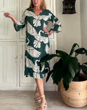 Load image into Gallery viewer, Tangier Tunic LTD in Mossy Green and White Crane