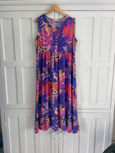 Load image into Gallery viewer, Sleeveless Greek Maxi Dress in Pink and Purple Leaves