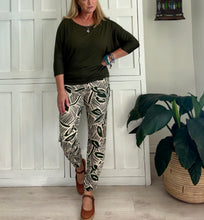 Load image into Gallery viewer, Reunion Pants in Cream and Dark Green Leaf
