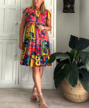 Load image into Gallery viewer, Greek Flutter Sleeve Dress LTD in Tropical Island Tile
