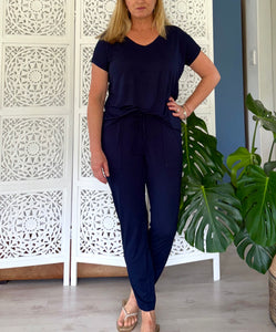 Bali Slouch Pants in Navy Viscose Lycra