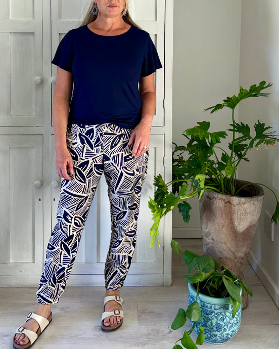 Reunion Pants in Bold Navy & Stone Leaf Airflow