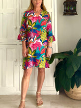 Load image into Gallery viewer, Tunis Tunic LTD with Frilly Sleeve in Vibrant Jungle