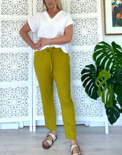 Load image into Gallery viewer, Reunion Linen Blend Pants in Chartreuse