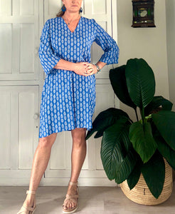 Tunis Tunic in Sky Blue & White