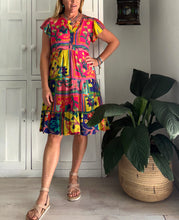 Load image into Gallery viewer, Greek Flutter Sleeve Dress LTD in Tropical Island Tile