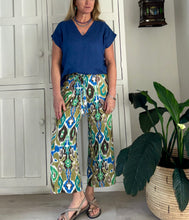 Load image into Gallery viewer, Kokomo Pants LTD in Green and Blue iKat Linen Blend
