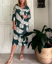 Load image into Gallery viewer, Tangier Tunic LTD in Mossy Green and White Crane