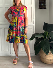 Load image into Gallery viewer, Greek Flutter Sleeve Dress LTD in Tropical Island Tile