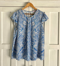 Load image into Gallery viewer, Venice Frill Top in Blue Paisley LTD