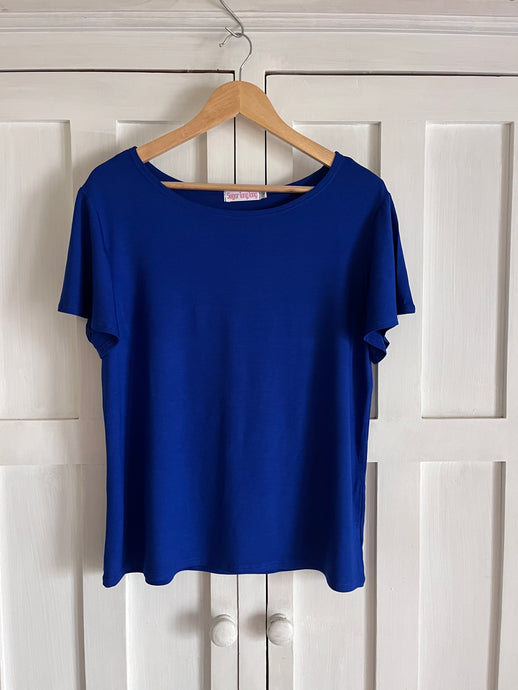 NEW T Shirt in Bright Blue with Flounce Sleeve