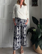Load image into Gallery viewer, Kokomo Pants in Dark Navy Grecian Fern