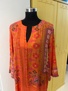 India Classic Tunic in Orange Indian Block Print