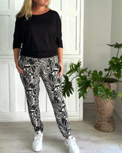 Load image into Gallery viewer, Bali Pants LTD in Charcoal &amp; Cream Illustration