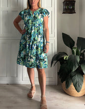 Load image into Gallery viewer, Greek Flutter Sleeve Dress in Greeny Mint Foliage