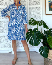 Load image into Gallery viewer, Tankwa Tunic Dress in Blue and White Illustration