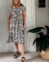 Load image into Gallery viewer, Malaga Dress in Black and Cream Leaf